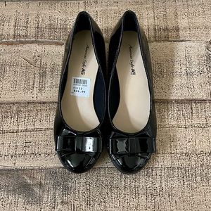 American Eagle Mairin Black Patent Wedge Heel